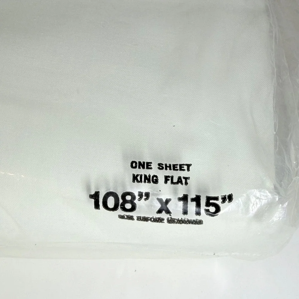 Vintage Bibb No Iron Muslin King Flat Sheet White 108x115 Made in USA New